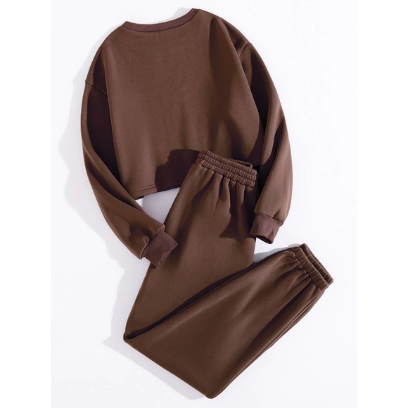 2 piece set: cropped Sweatshirt &  Sweatpants black - Picture 9 of 11